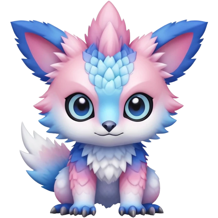 Cute cool kawaii pink-white-blue-gradient fakemon-digimon-Trico-creature emoji