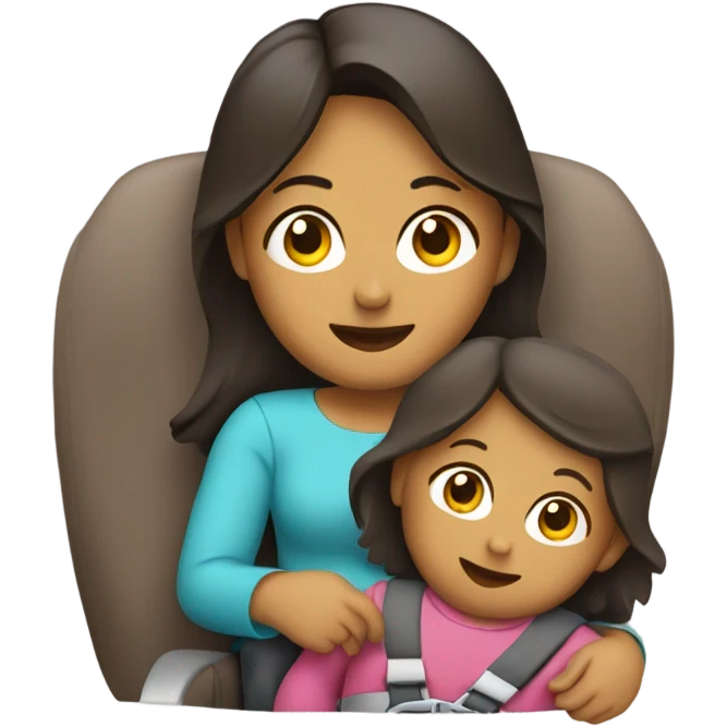 Mom carrying car seat and toddler  emoji