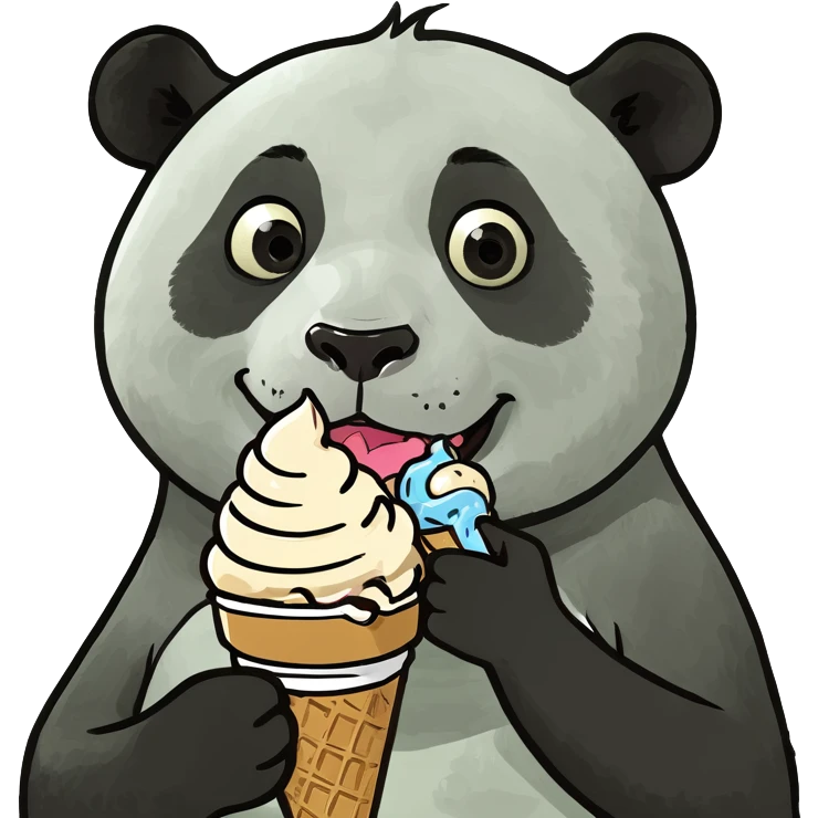 Panda eating ice cream emoji