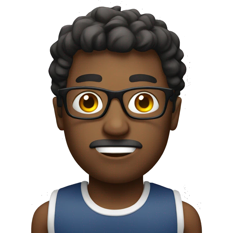 guy with glasses doing workout emoji