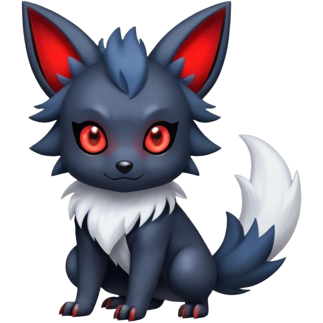 Cool Cute Kawaii Absol-Zorua-Umbreon-Pokemon-fakemon-hybrid-animal Full Body  emoji