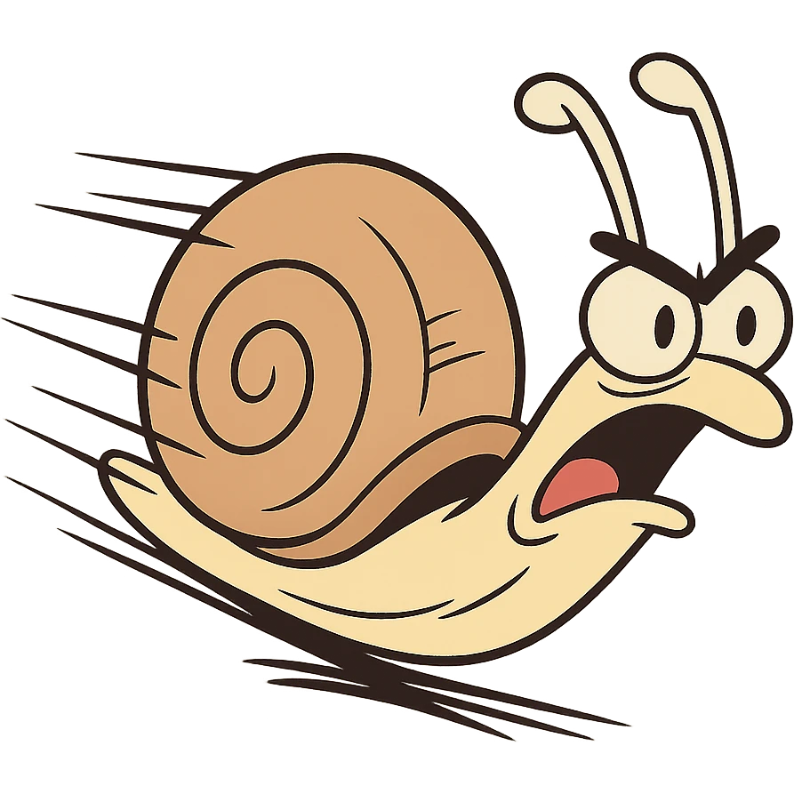a fast snail, dynamic motion lines emoji