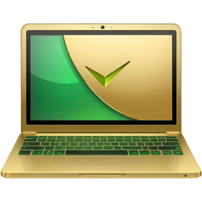 laptop without logo`s in golden and green colours emoji