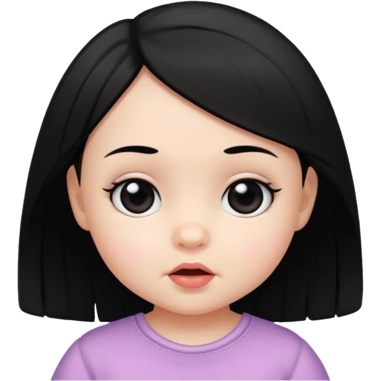 Baby girl with black and and black eyes  emoji