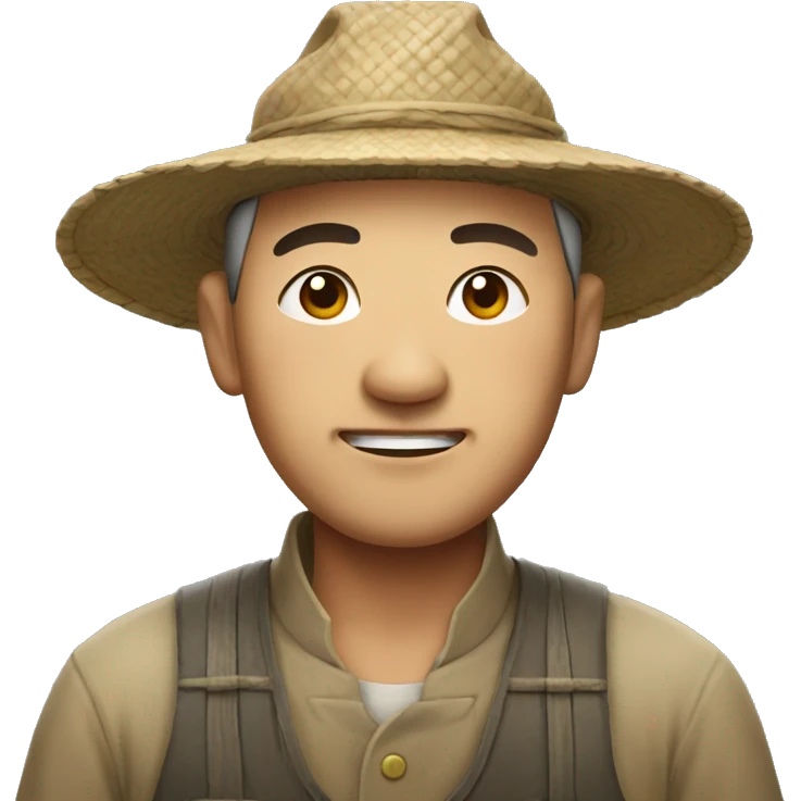 Chinese farmer squinting emoji