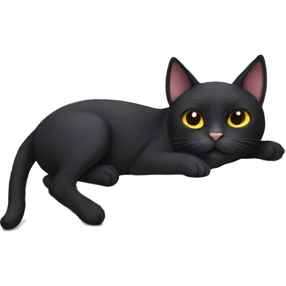Black cat sunbathing emoji