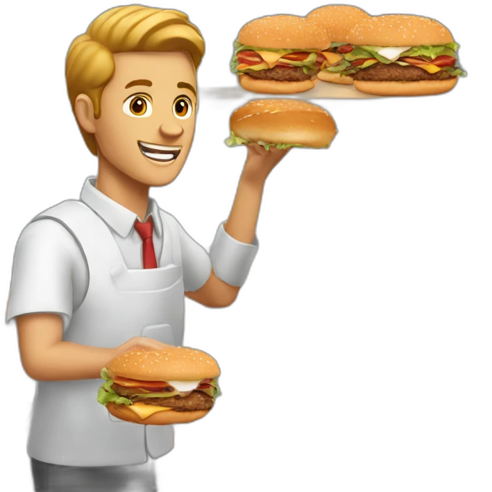 A WHITE KFC EMPLOYEE FLIPING BURGERS emoji