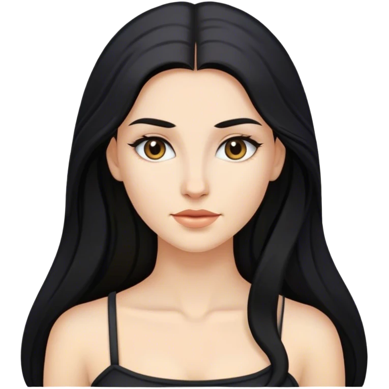 caucasian Beautiful Buxom black long hair back booty sfw emoji