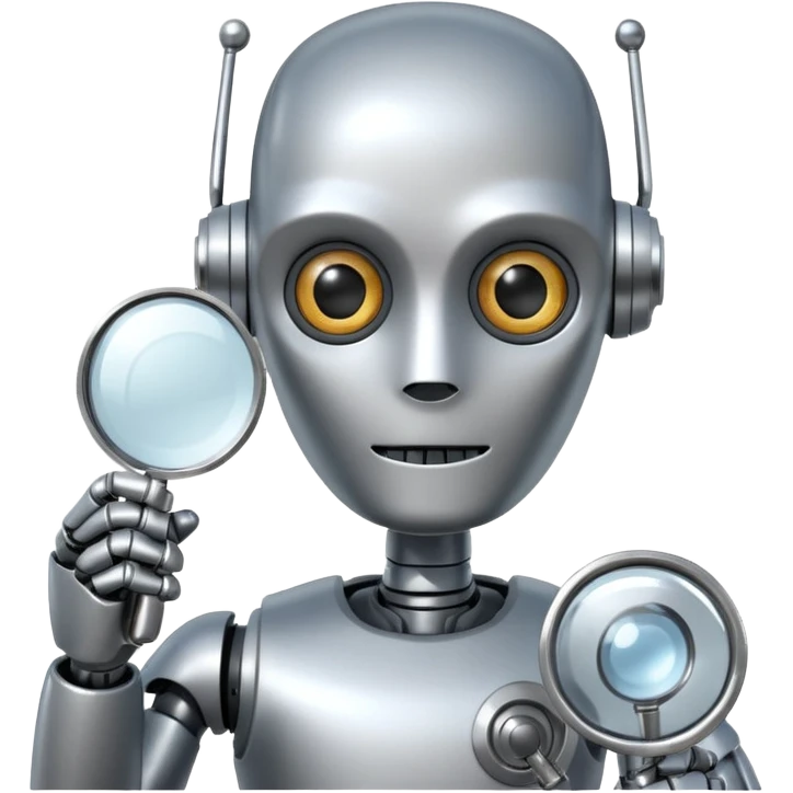 roboter mit einer lupe emoji