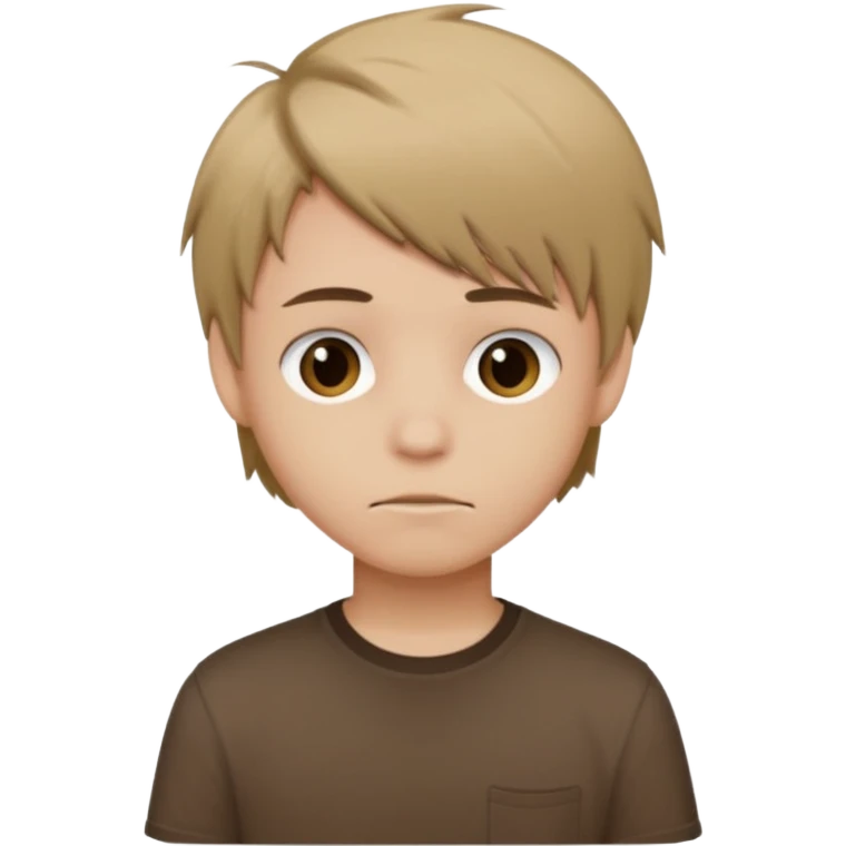 boy with dark blonde hair emo, shirt color brown emoji