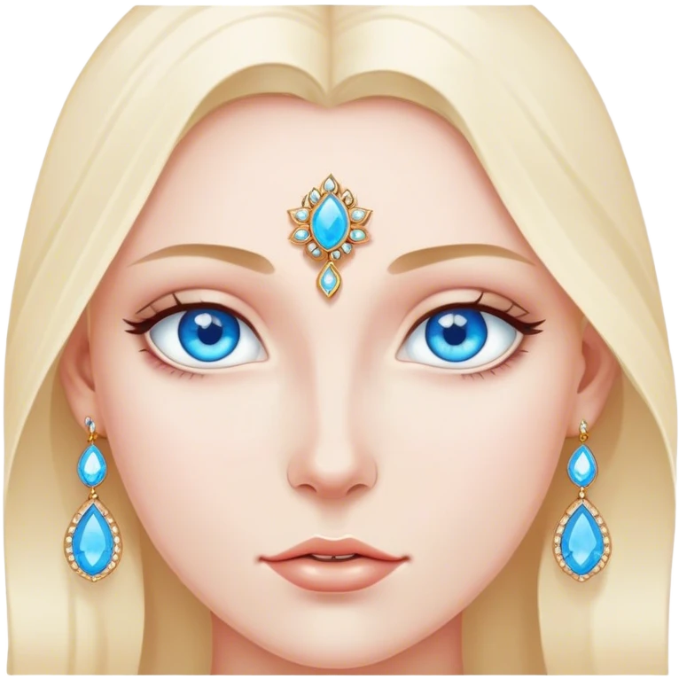 Blue eyed figure with jewelry emoji