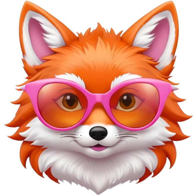 cute female fox face with pointy pink sunglassess emoji