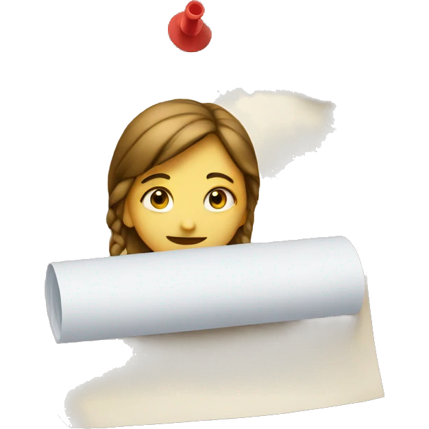 A girl marking a paper emoji
