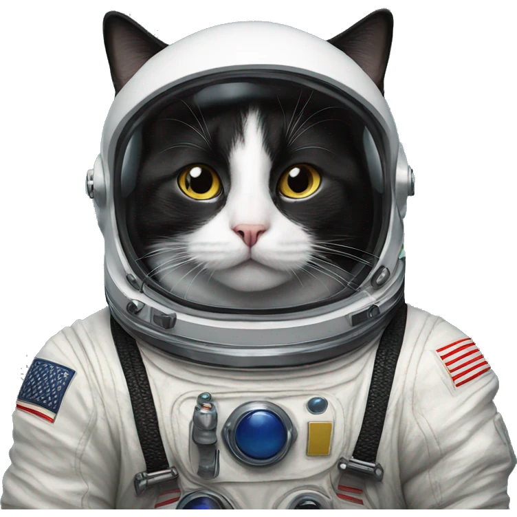 Tuxedo cat wear astronaut sui emoji