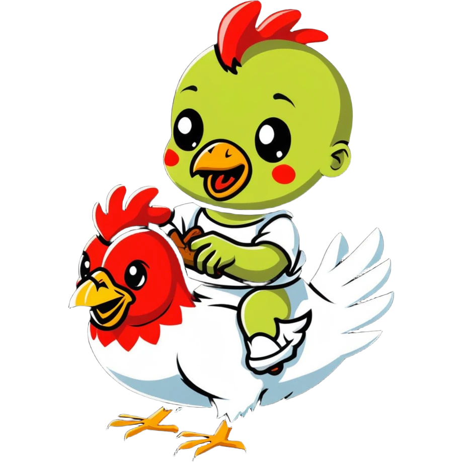 baby zombie riding a chicken, chicken jockey emoji
