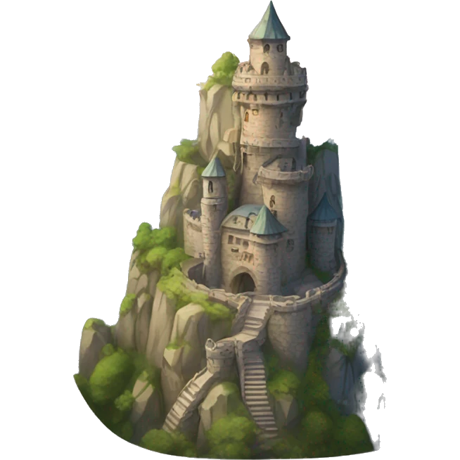 magic grand fantasy tower in mountains emoji