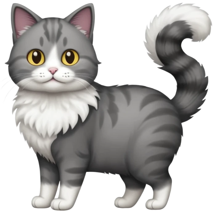full body half dark grey and half white cat with white front legs emoji