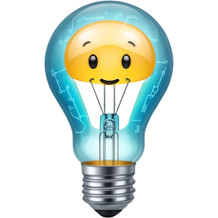 lightbulb with circuit patterns, symbolizing AI software development, apple style emoji emoji
