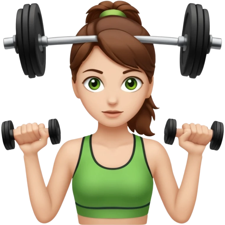 Brown haired green eyed white girl working out emoji