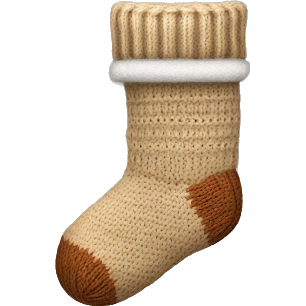 Beige knit Christmas sock emoji