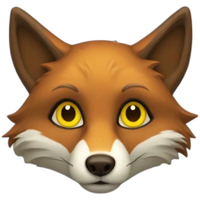 brown fox with yellow eyes and a green dark hood emoji