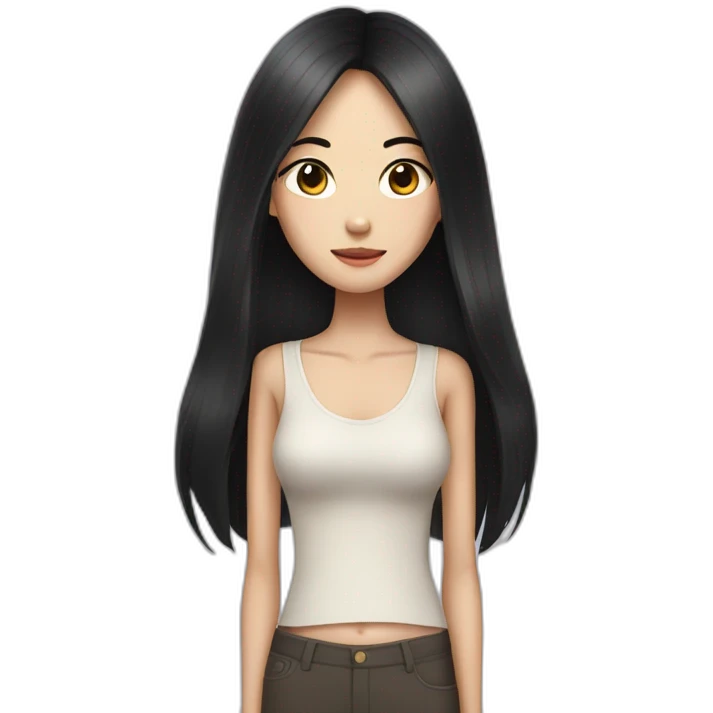 Skinny Chinese lady with long black hair emoji
