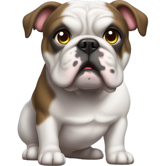 A black young ameican bulldog thats very chubby and has a tiny tail emoji