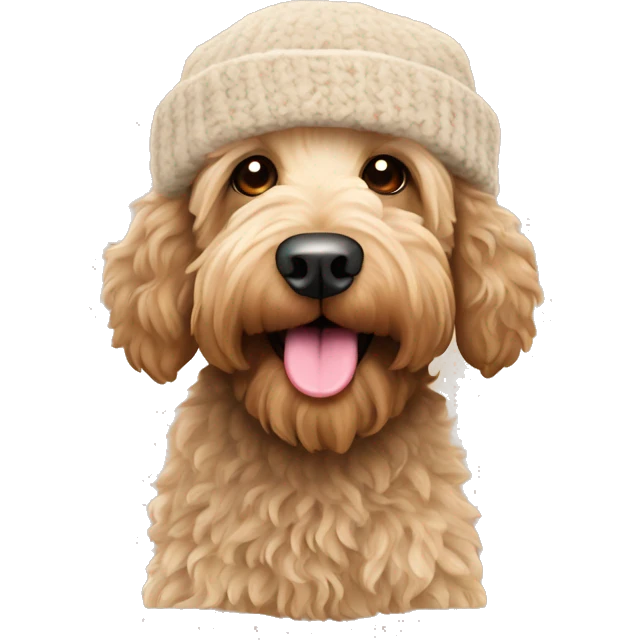 australian labradoodle with wool beanie  emoji