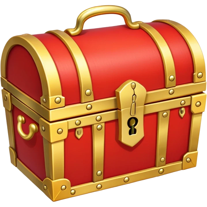 A bright red treasure chest from an RPG game with gold trim and a lock emoji