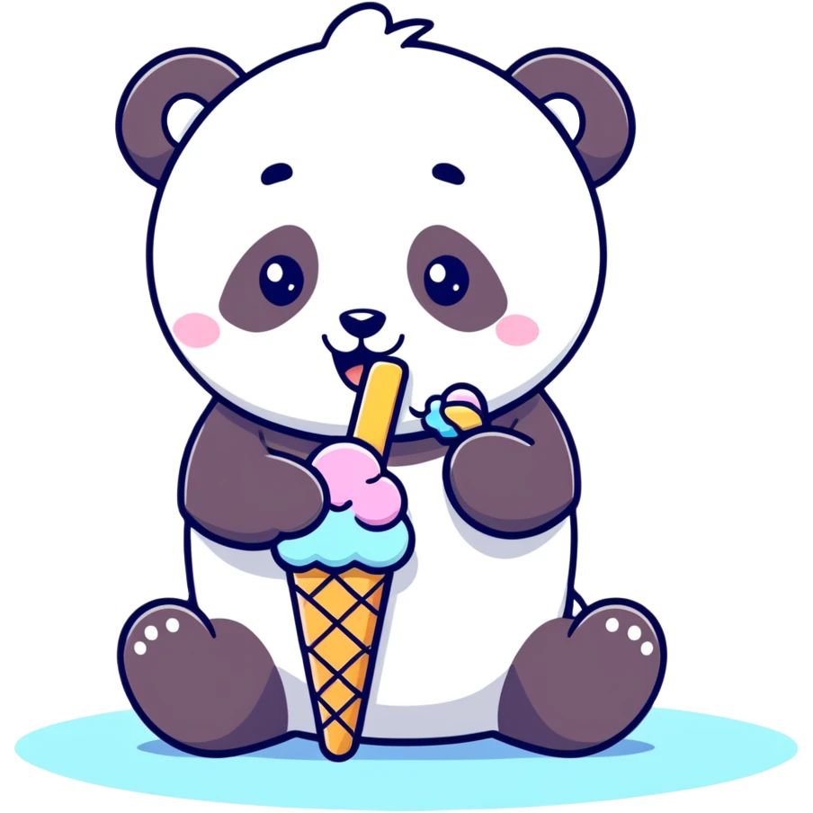 Panda eating ice cream emoji