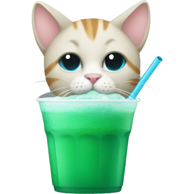 Cat drinking a Baja blast with a straw  emoji