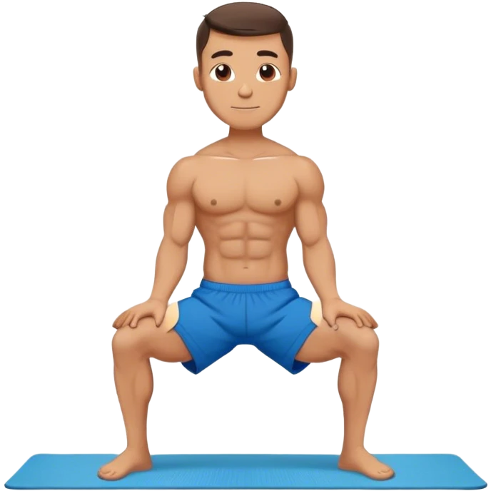 buff man blue shorts doing plank exercise on yoga mat emoji
