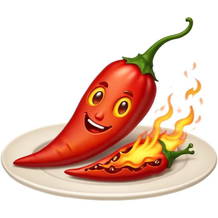 Flaming hot chilli burning on a playe emoji