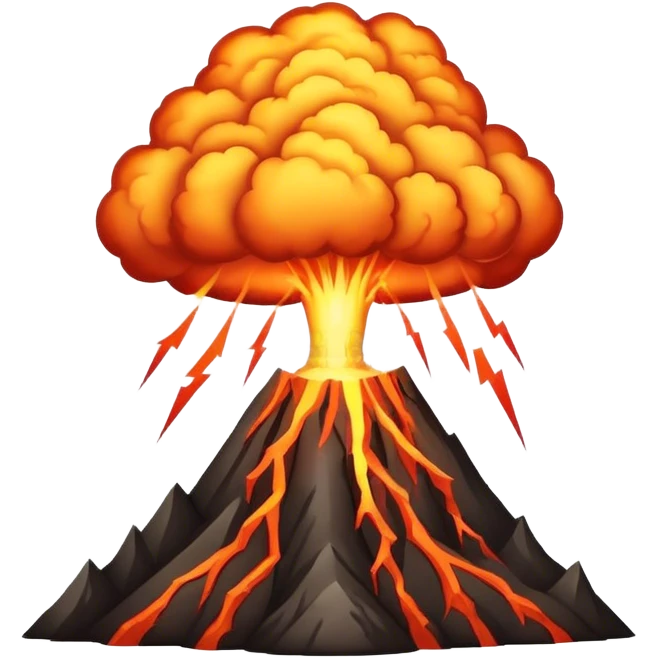 A volcano erupting with lightning, striking out of it emoji