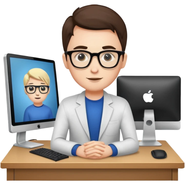 web developer at desk with monitor emoji