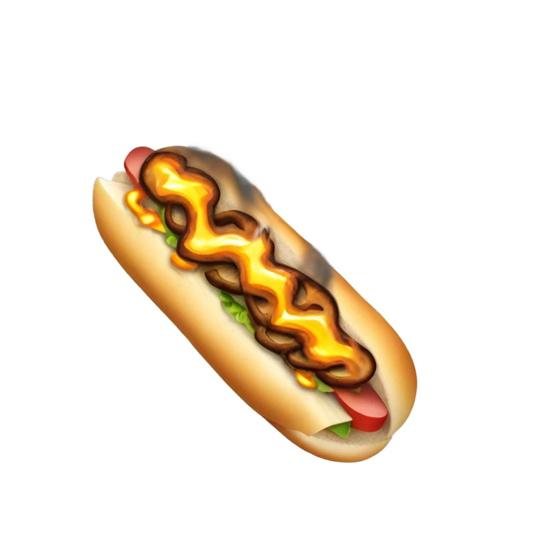 Sandwich sub in flames emoji