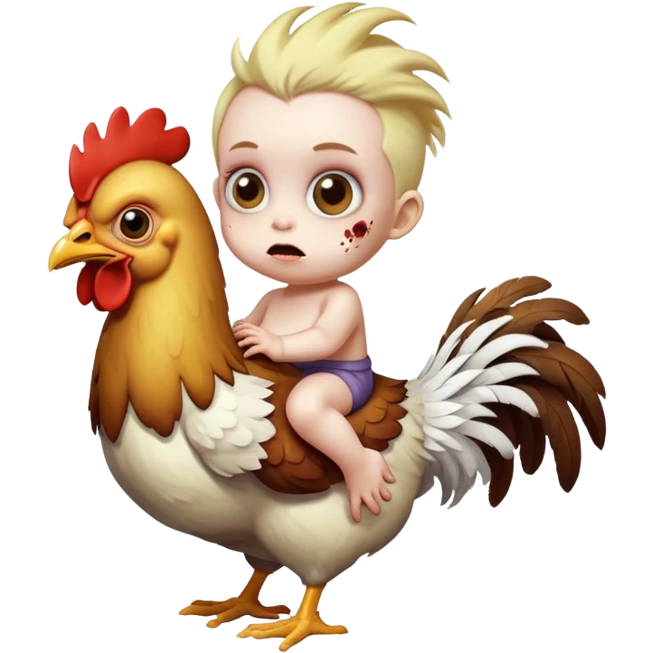 baby zombie riding a chicken emoji
