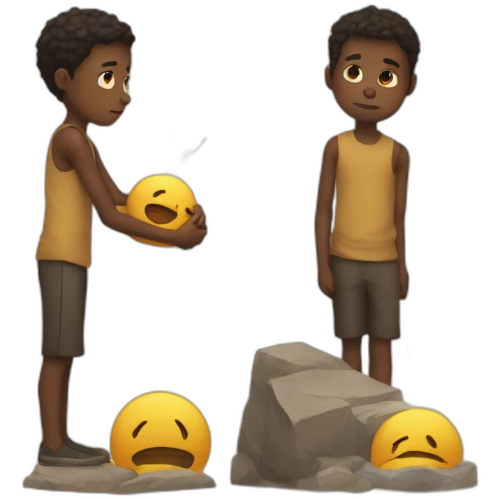 Sacrifices his life and sad in his life of boy emoji