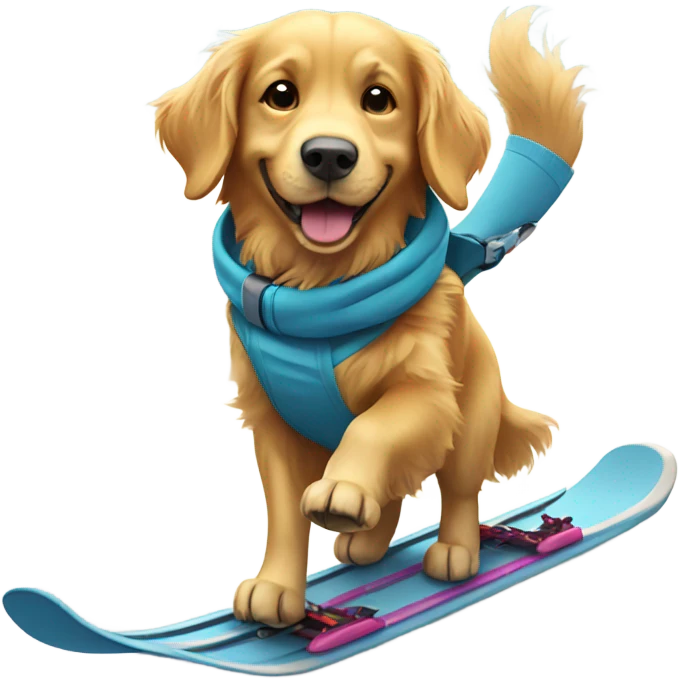 Golden retriever snow skiing emoji