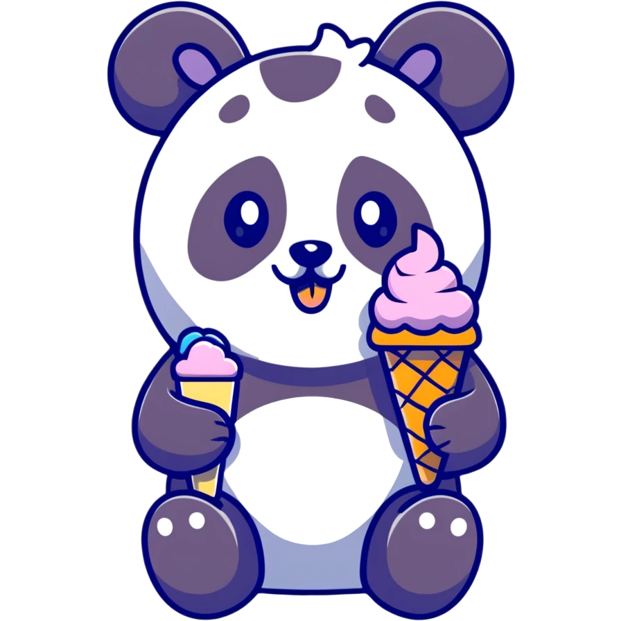 Panda eating ice cream emoji
