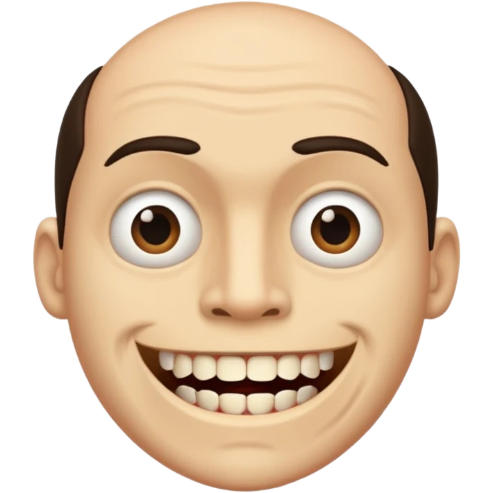Man with sideways mouth off angled eyes and some teeth hanging out emoji