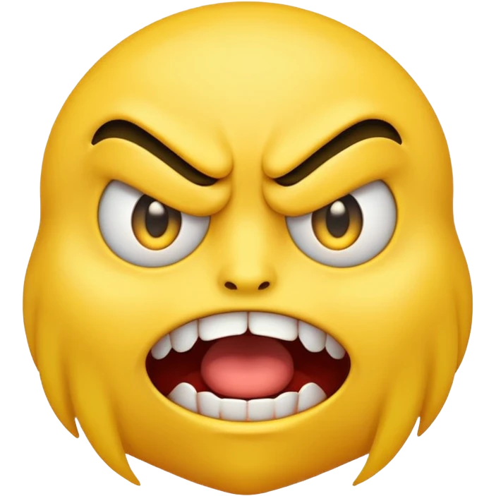 yellow emoji head with a twitching eye showing intense anger, clenched teeth, cartoon style emoji