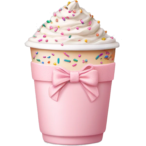 Light pink latte with sprinkles tied with a bow emoji