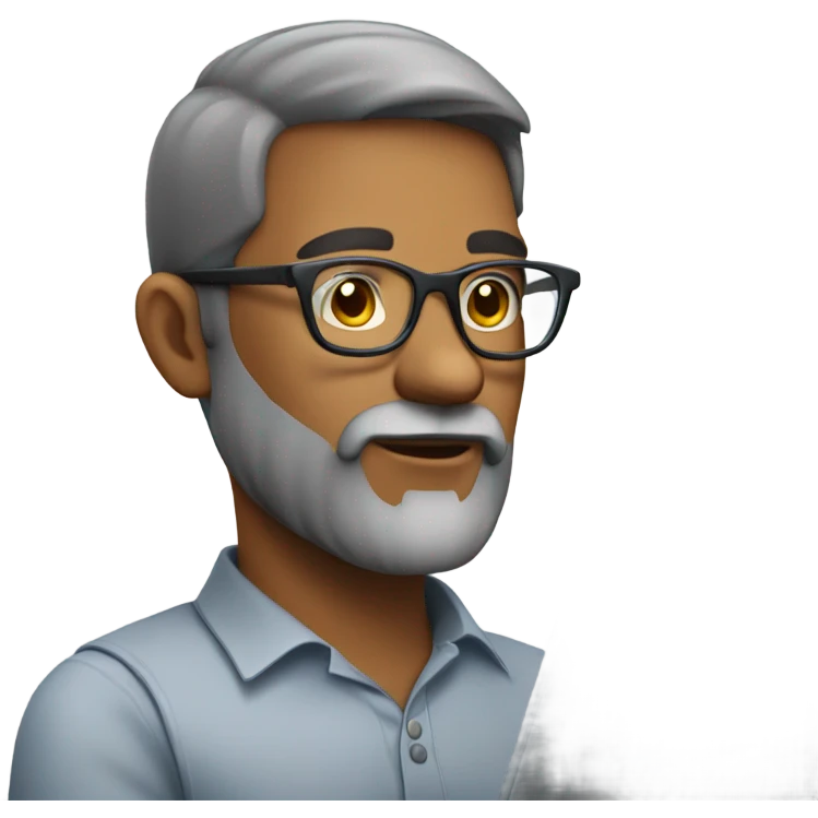 an SEO/tech guy with beard and specs working on his laptop emoji