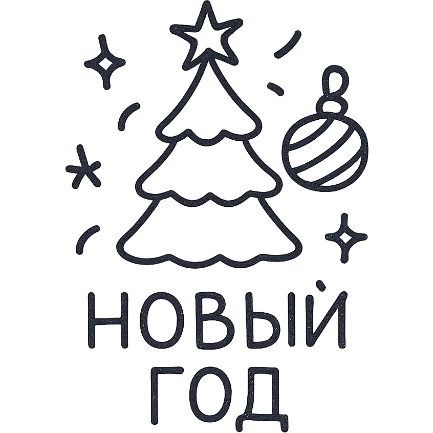Новый год. Минималистичный линейный рисунок emoji