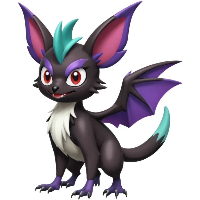 Shiny Cute Noibat-Noivern-Mightyena-Silvally-Fakémon-hybrid-creature (full body)  emoji