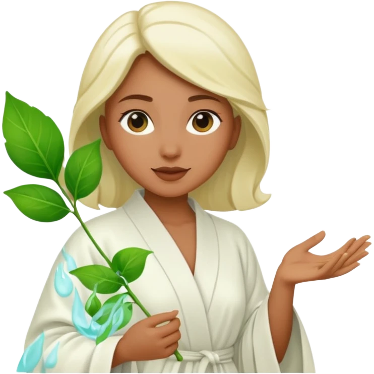 woman holding leaf and white robe emoji