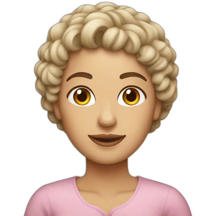 a wife with curly hair and a husband bald emoji