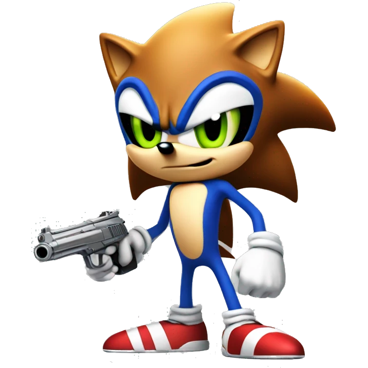 sonic the hedgehog with gun emoji