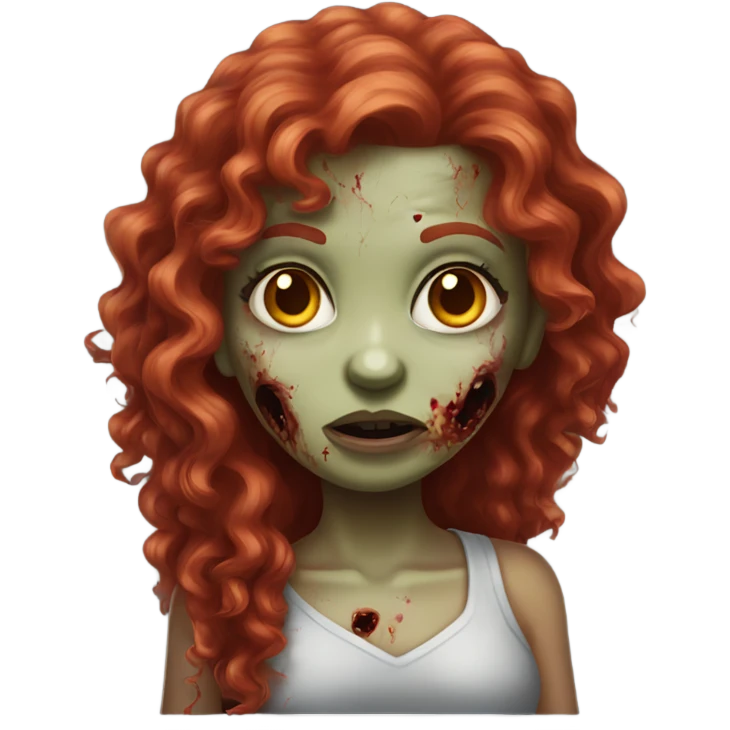 Zombie girl with long red curly hair emoji